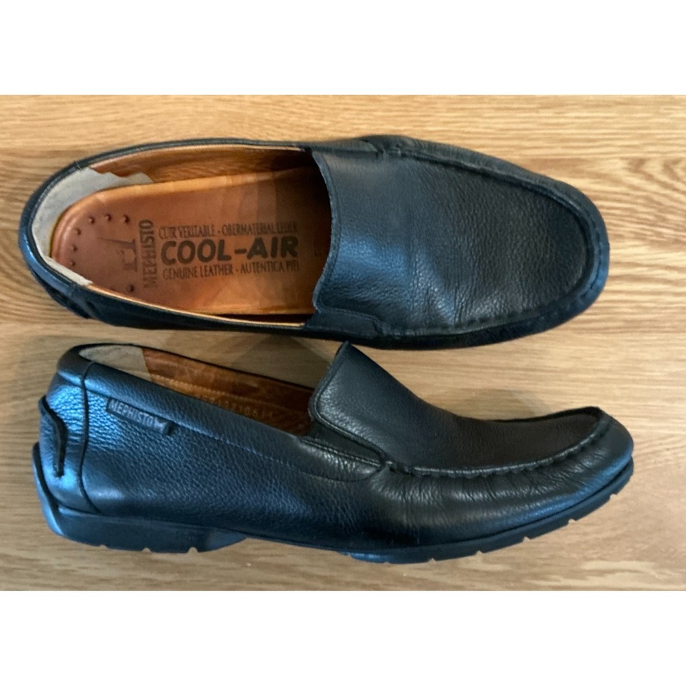 Mephisto Cool-Air‎ Loafers Men's 10 Black Pebble Grain Leather Slip On Comfort